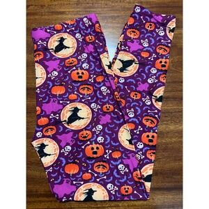 New Purple Halloween Witch Pumpkin Womens Leggings Butter Soft One Size 0-10